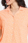 Zivame Pixel Play Knit Cotton Pyjama Set - Mock Orange — thumbnail 5